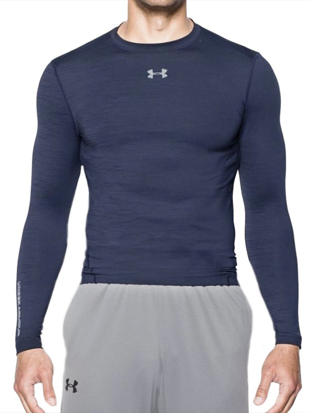 Under Armour Men’s Shirt ColdGear Twist Compression Crewneck Pullover Navy 2XL - Picture 2 of 8